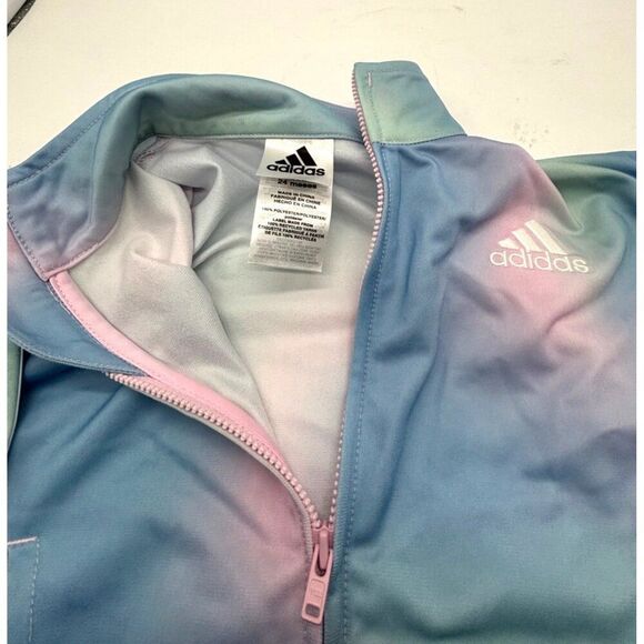 Adidas Youth Tie-Dye Track Jacket Zip-Up Medium Polyester Blend Blue & Pink 24M - Picture 4 of 6